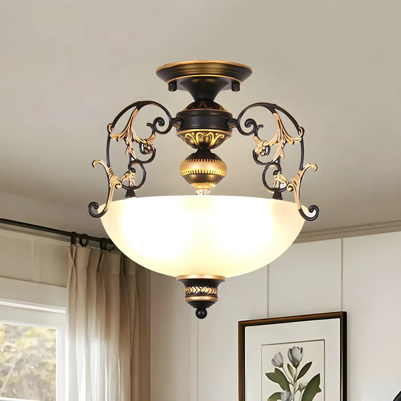 Modern Vintage LED Semi-Flush Ceiling Light with 3-Light