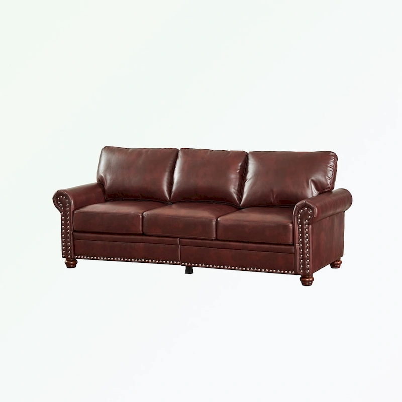 3 Seat Sofa with Rubber wood Legs and Nails finish