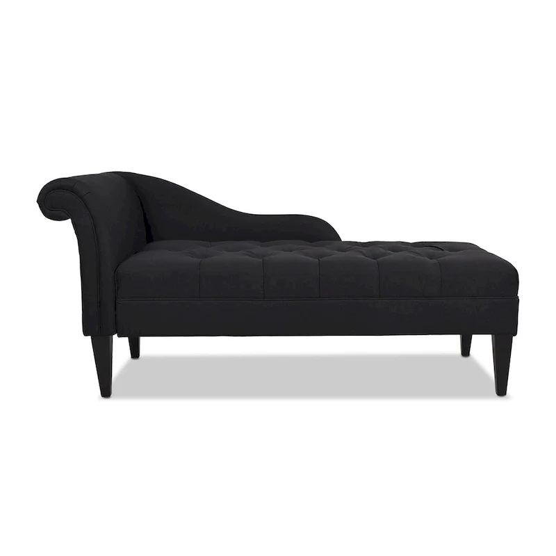64 Mid-Century Tufted Rolled-Arm Chaise Lounge