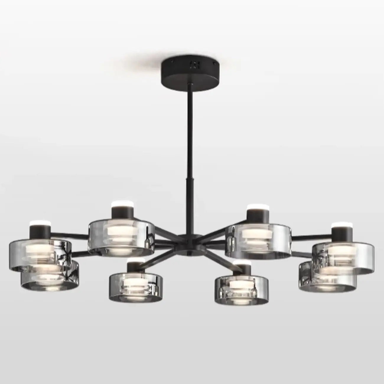 Modern Black Circle Round Glass LED Chandelier