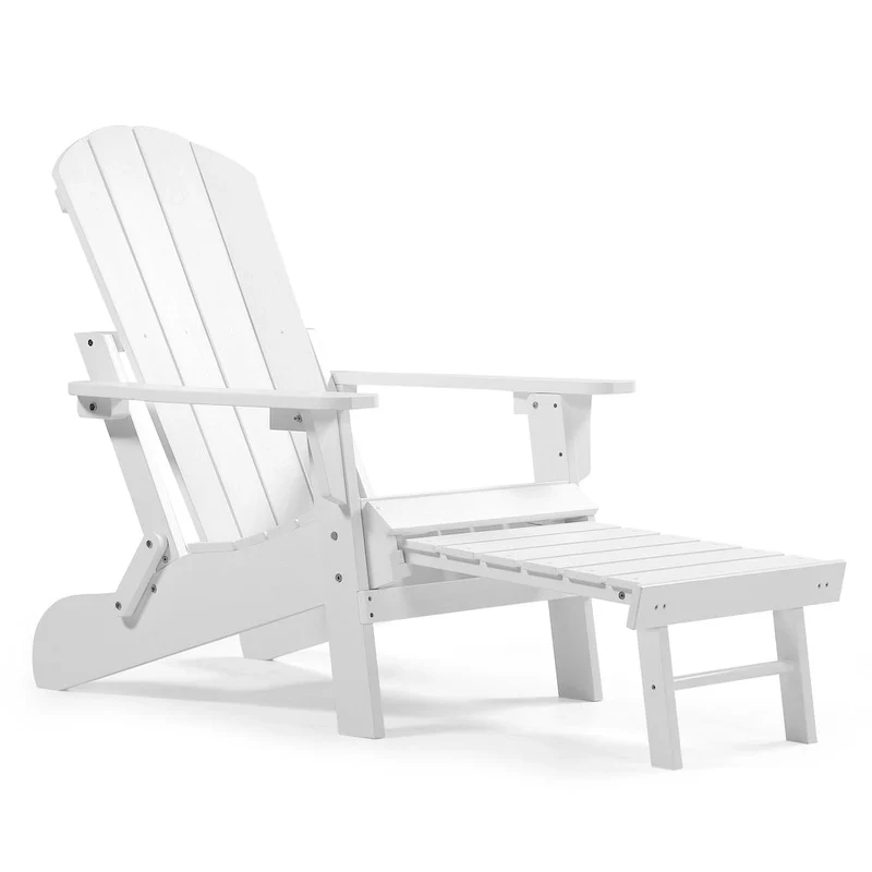 Seaton Folding Poly Adirondack Chair with Pull-out Ottoman, Set of 2