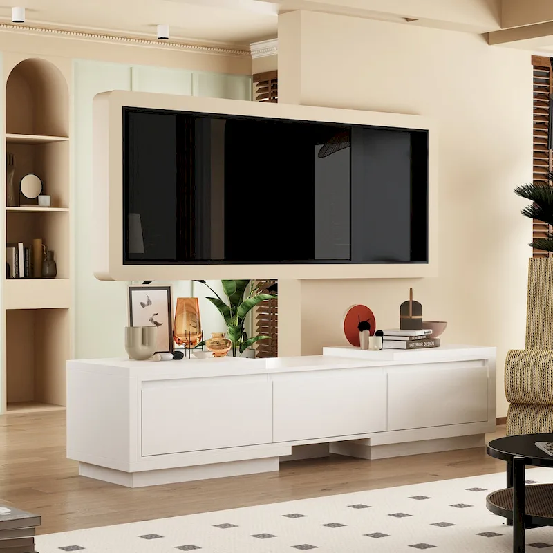 Entertainment Center Table Retracted Extendable TV Stand in Stretch