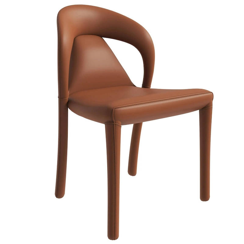 Solace Modern Dining Chair in Upholstered Leather with Steel Frame & Legs by LeisureMod