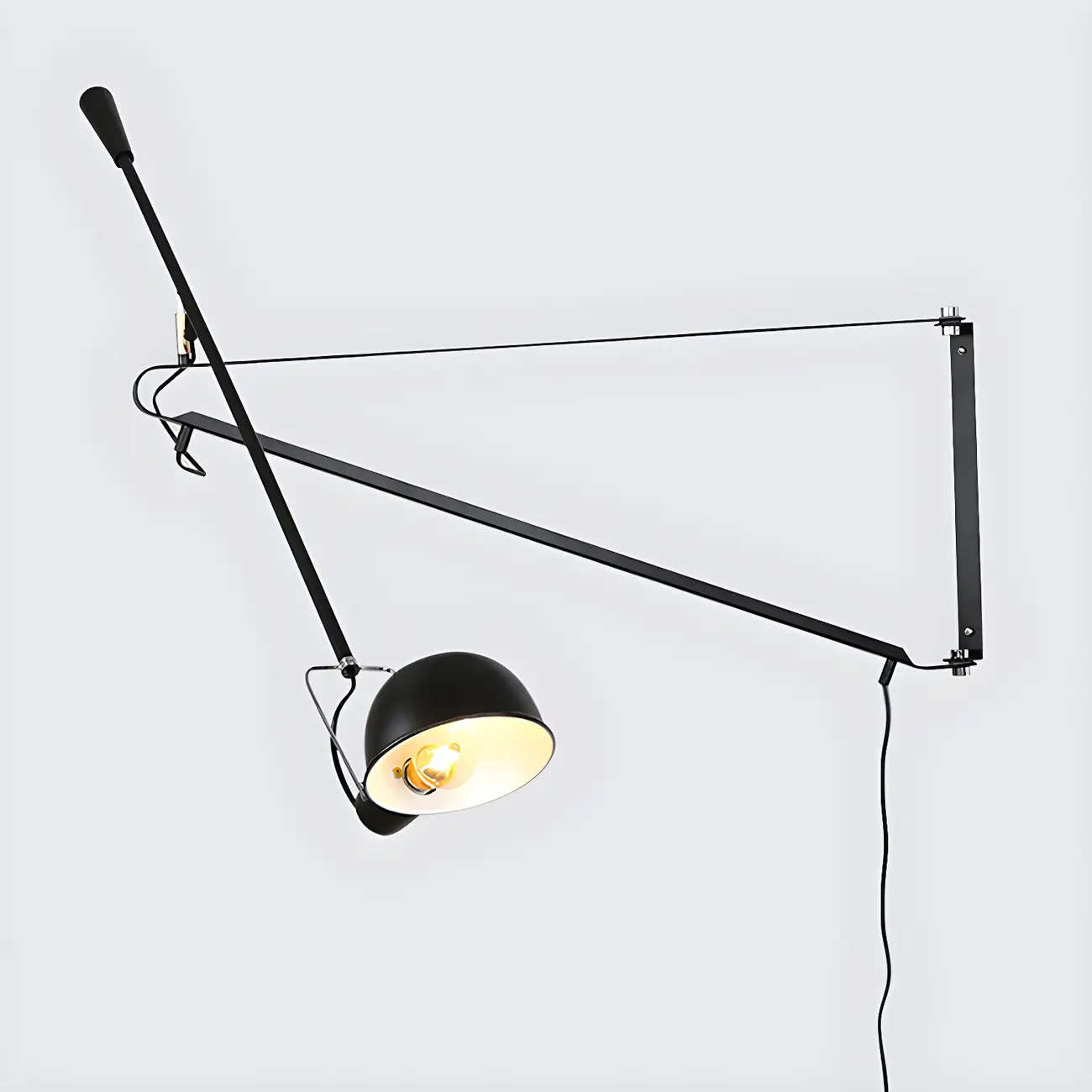 Geometric Metal Black Adjustable Swing Arm Wall Light