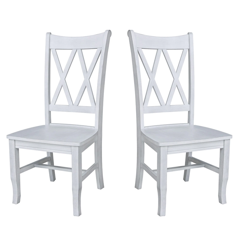 Double X-Back Solid Wood Chairs - Set of Two