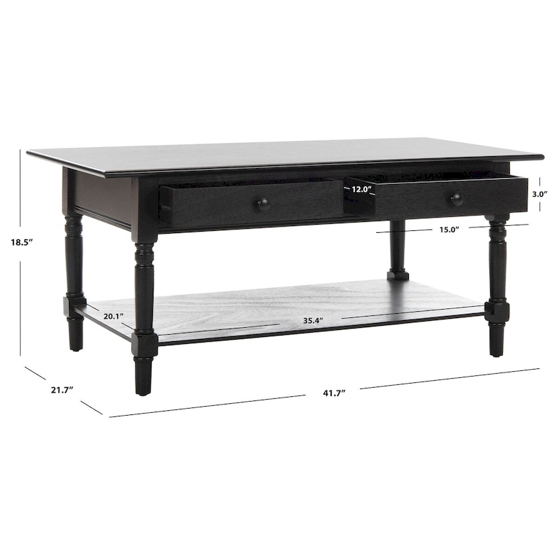 SAFAVIEH Bama Grey 2-Drawer Coffee Table - 41.7 W x 21.7 D x 18.5 H - 42Wx22Dx19H