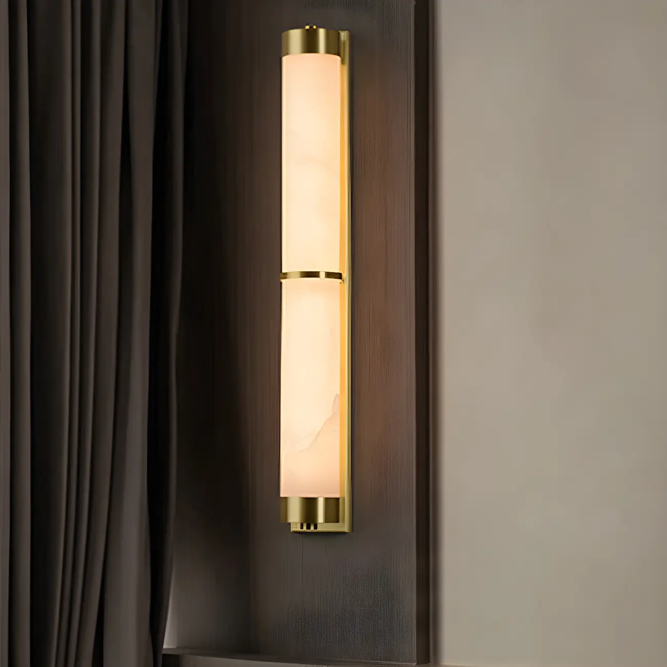 Modern Cylinder Stone Gold LED Wall Sconce