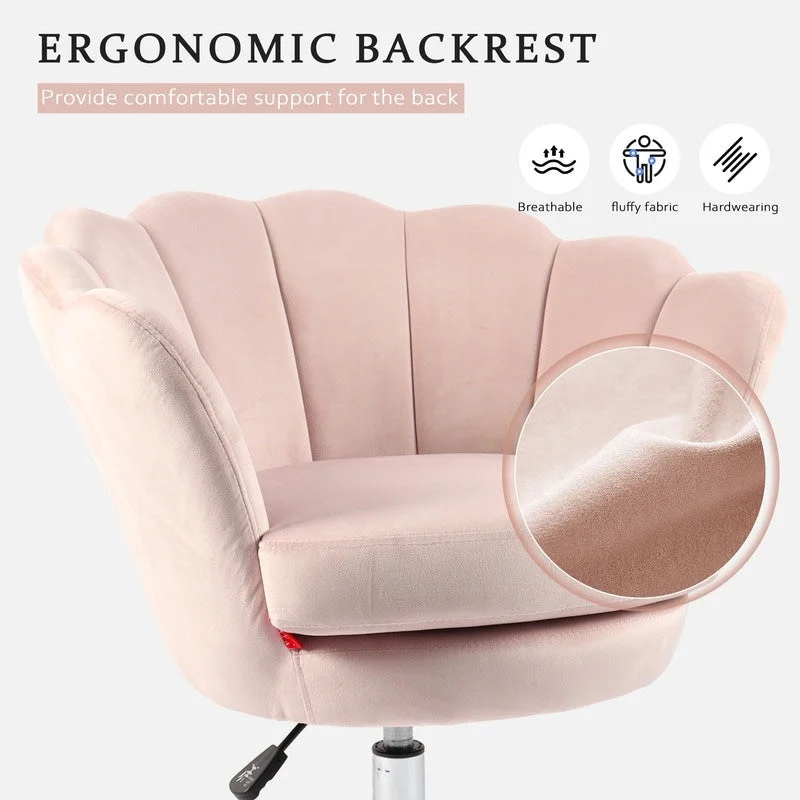 VANITII Accent Chair Swivel Vanity Chair Office Desk Chair With Wheels Modern Height Adjustable Pink/Grey/White