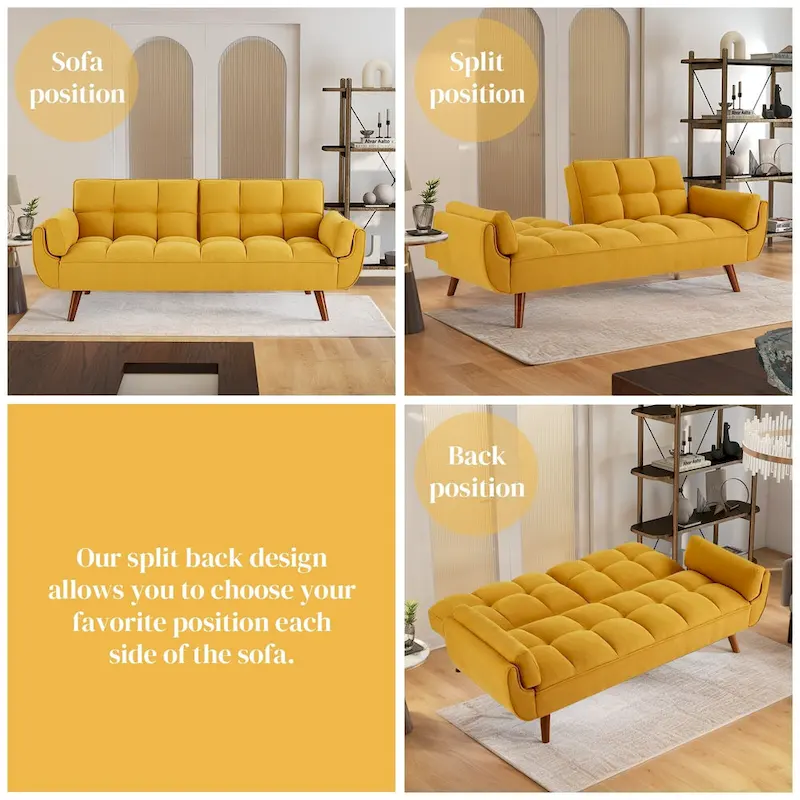 Linen Button-Tufted Loveseat Sofa, Beige/Grey/Black/Green/Yellow, Metal Legs, Seats 2