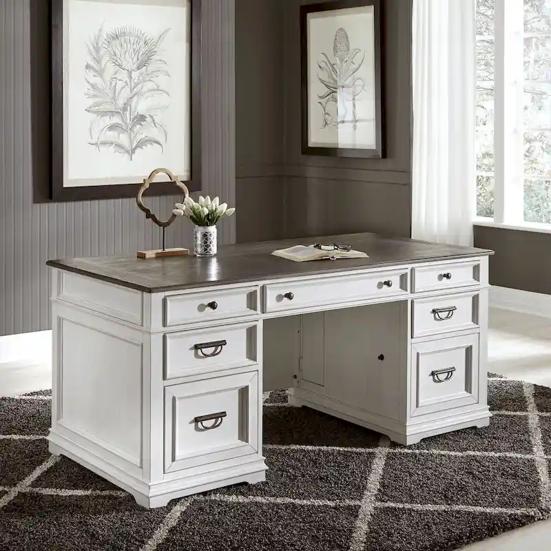 Wirebrushed White Charcoal Desk