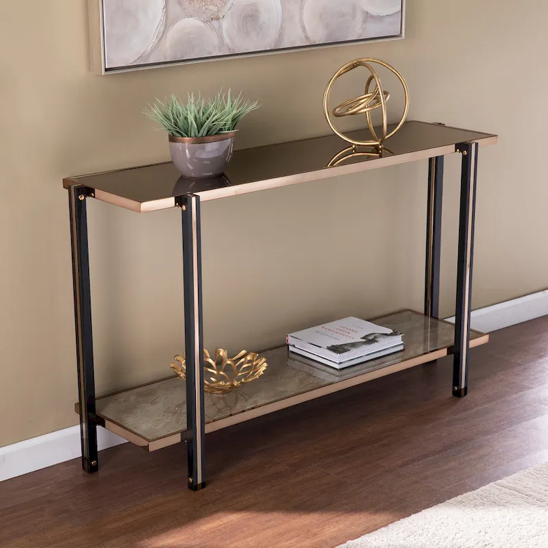 SEI Furniture Thornberry Transitional Champagne Metal Console Table