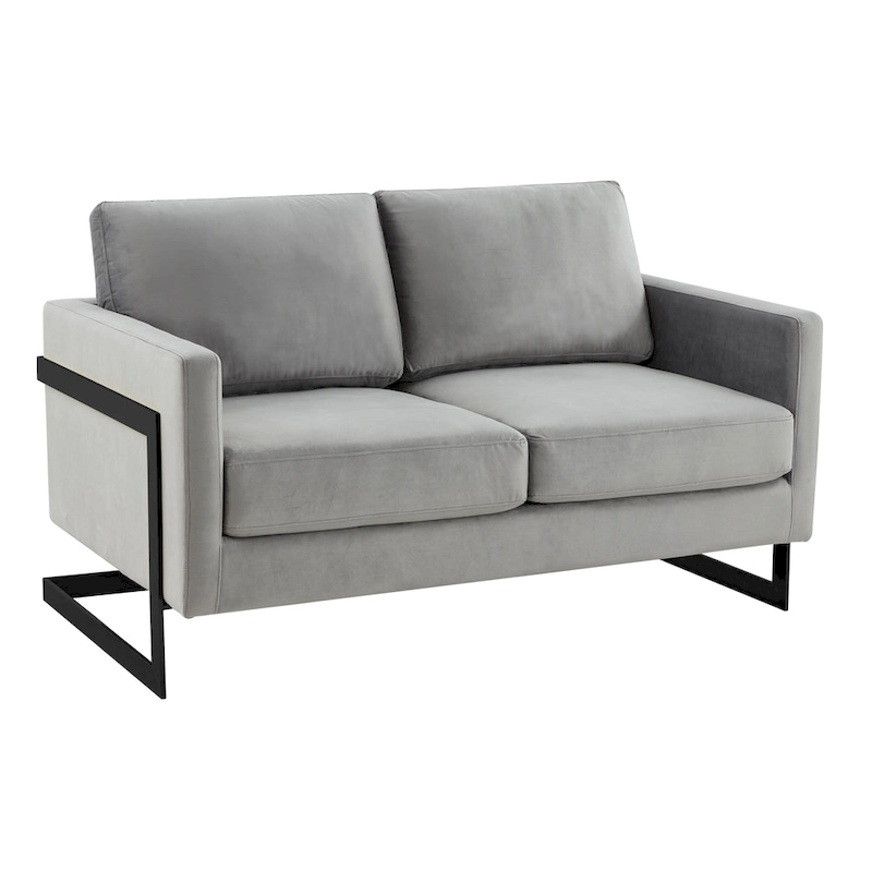 Upholstered Loveseat Sofa in Velvet Fabric with Removable Cushions and Stainless Steel Frame
