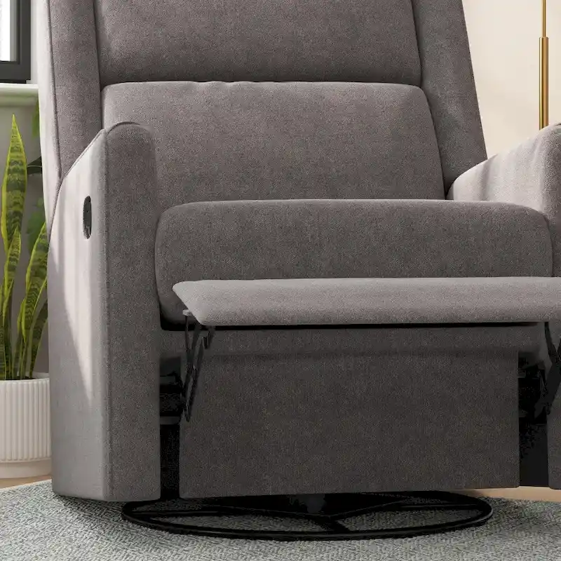 Classic Upholstered Manual Recline Rocking Swivel Glider Chair