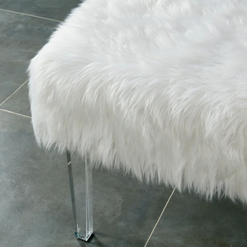 Modern Faux Fur Acrylic Footstool