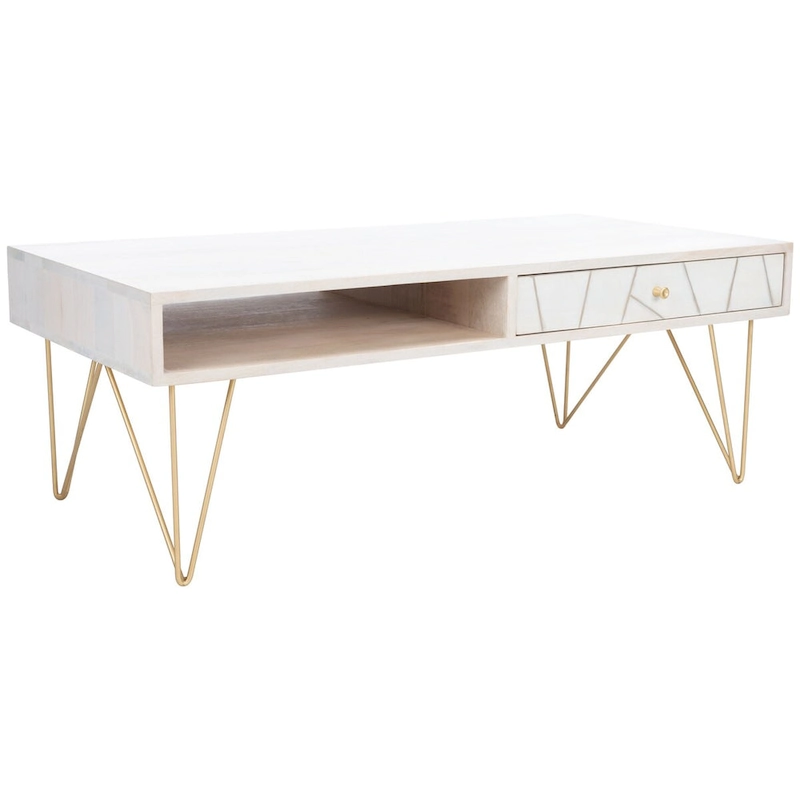 SAFAVIEH Nilgun 1-Drawer 1-Shelf Living Room Coffee Table - 43 W x 21.6 L x 16 H - 43Wx22Dx16H