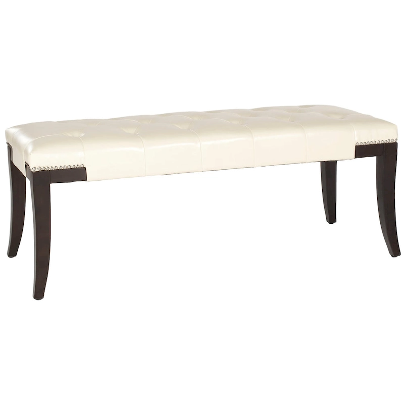 SAFAVIEH Leia Cream Tufted Nailhead Bench - 48Wx20Dx19H