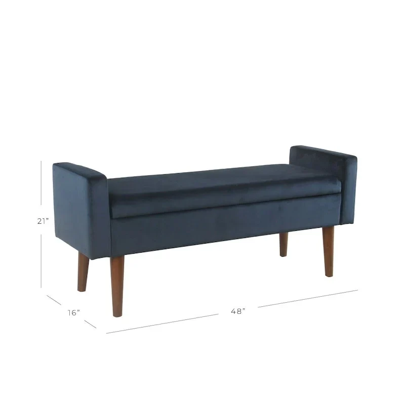 Carson Carrington Hamn Velvet Storage Bench - Dark Navy