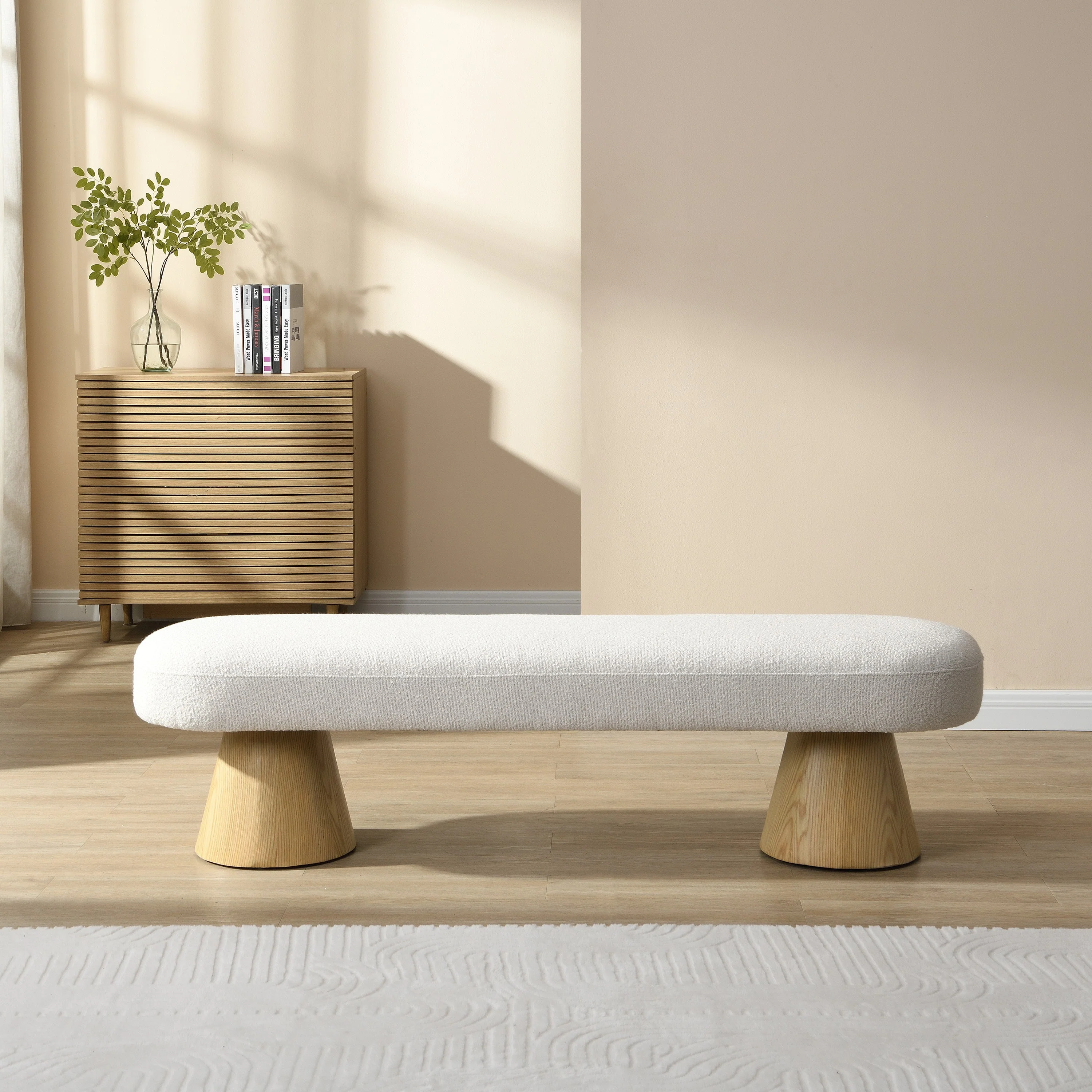 Walker Edison | Boucle Upholstered 64in Bench