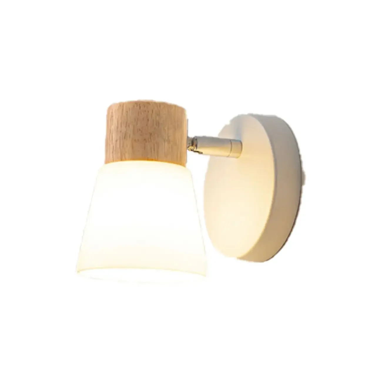 Mini White Natural Wood Metal Wall Sconce