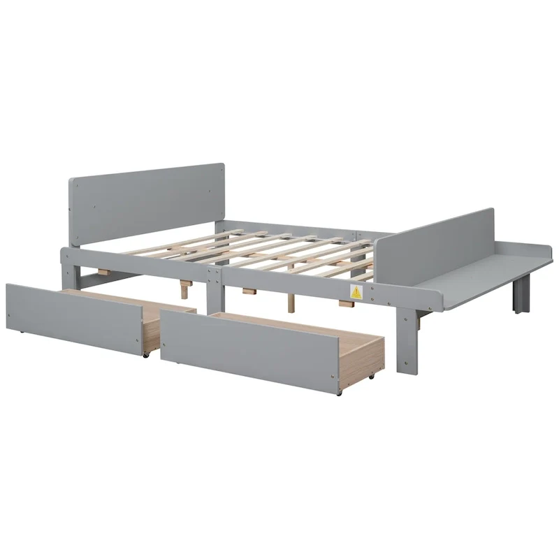 Full Bed with Footboard Bench,2 drawers