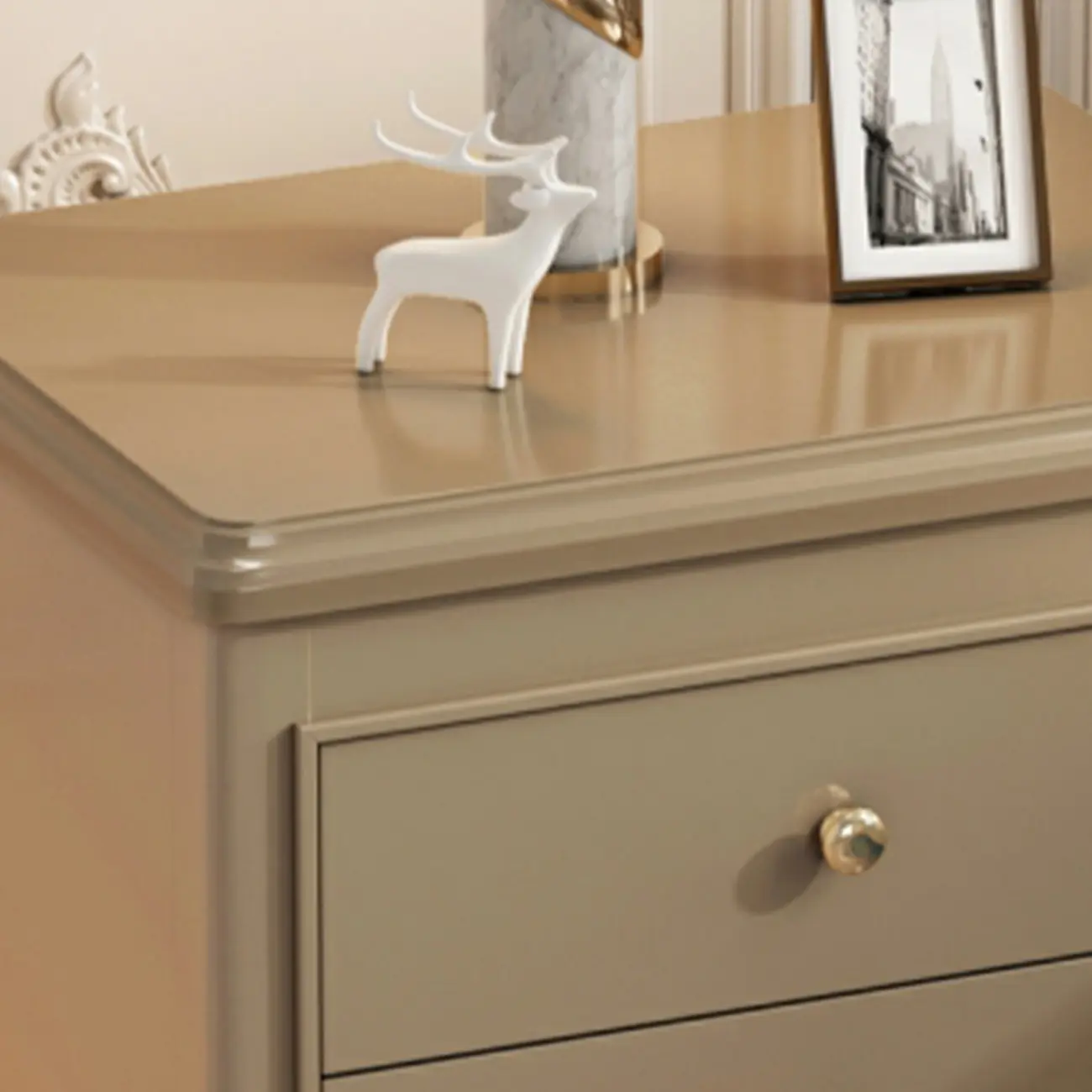 Glam Rubberwood White 2-Drawer Nightstand with Legs