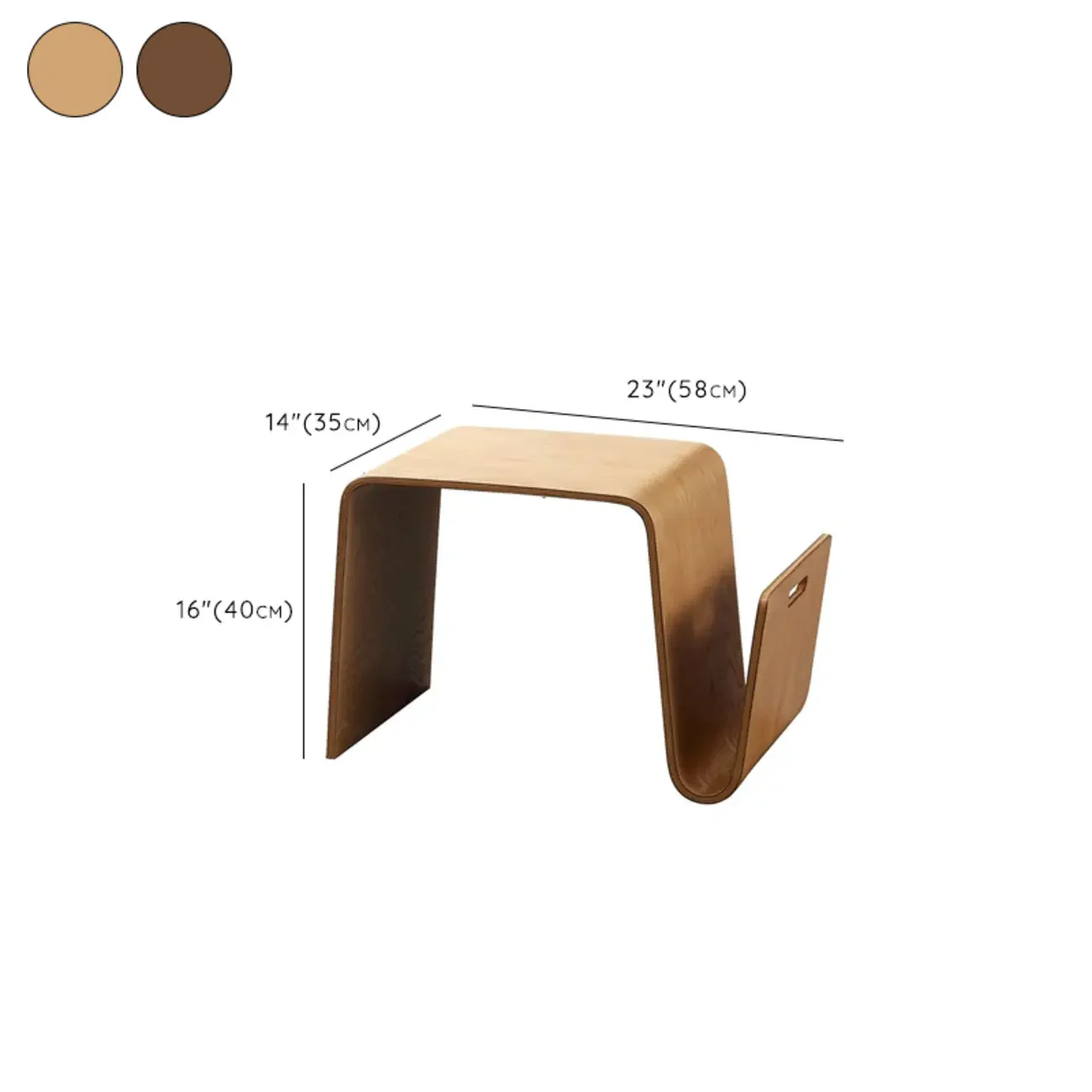 Unique Natural Wooden Side Table with Magazine Rack