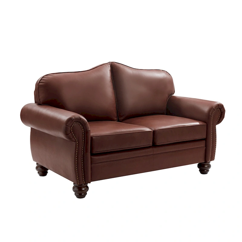 Angel Transitional Genuine Leather Sofa With Tufted Back by HULALA HOME