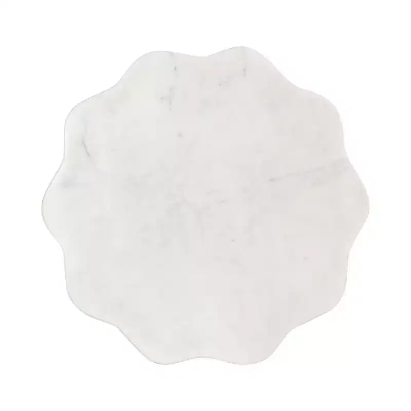 Kate and Laurel Sanzo Scalloped Marble and Metal Drink Table