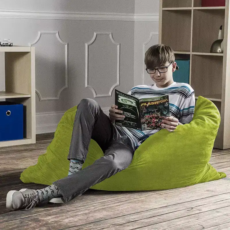 3.5 ft Kids Bean Bag Floor Pillow – Microsuede, Seats 1 (Blueberry / Cherry / Fuchsia / Grape / Lime / Pumpkin)