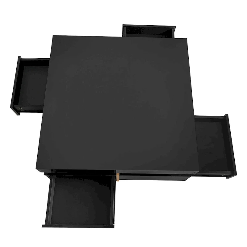 Modern High Gloss Coffee Table With 4-drawers - 31.50 x 31.50 x 13.70