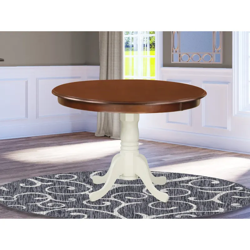 East West Furniture Hartland Kitchen Table - a Round Dining Table Top with Pedestal Base(Finish Options)
