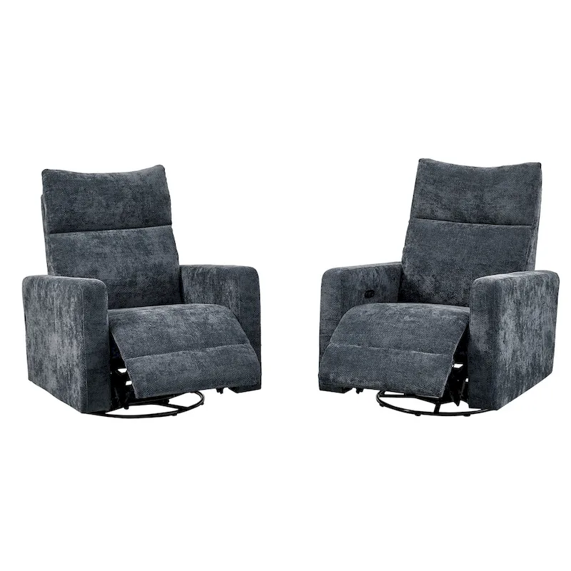 Olmas 33.5 W Power Swivel Glider Recliner with USB Charger Set Of 2