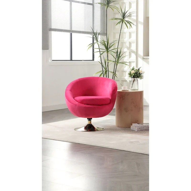 HOMEFUN Velvet 360 Degree Swivel Right Cuddle Barrel Accent Chairs