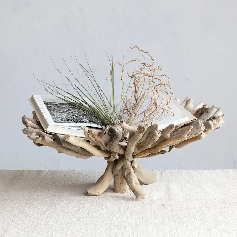 Handmade Driftwood Footed Tray - 18.0 L x 8.0 W x 18.0 H