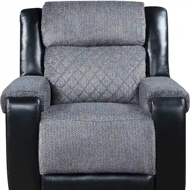 HomeRoots 39 Black And Gray Faux Leather And Fabric Manual Recliner