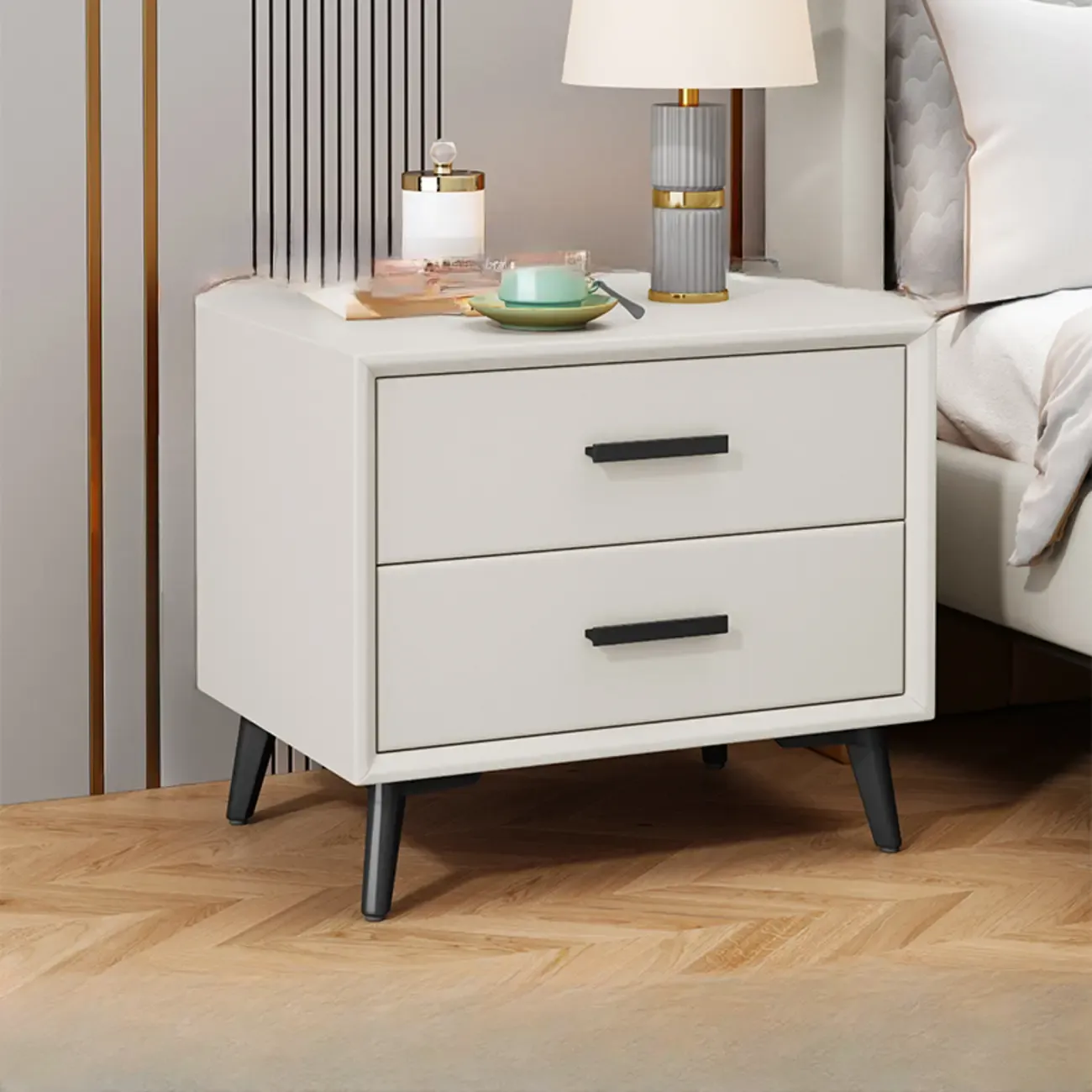 Modern Timber Off-White 2-Drawer Nightstand