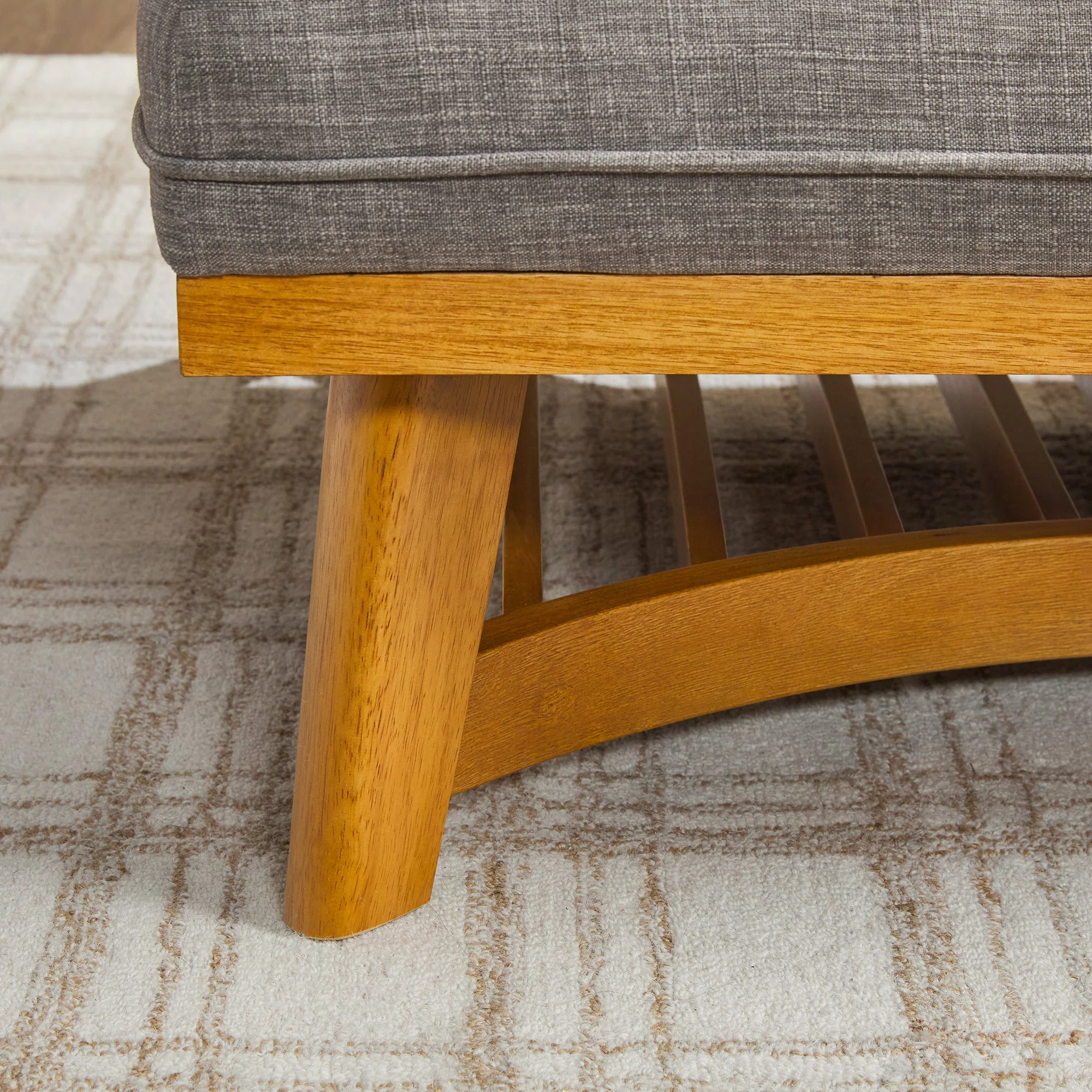 Nash Modern Farmhouse Easy Assembly Linen Large Ottoman