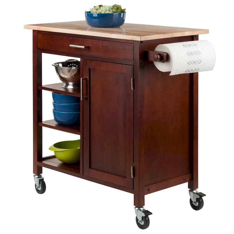 Marissa Kitchen Cart, Walnut - 36.18 x 18.5 x 34.61 inches
