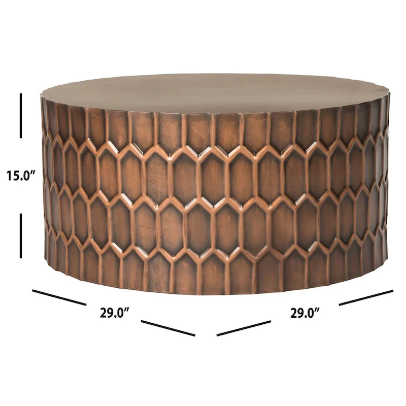 SAFAVIEH Marita Antique Copper Coffee Table - 29 x 29 x 15 - 29Wx29Dx15H