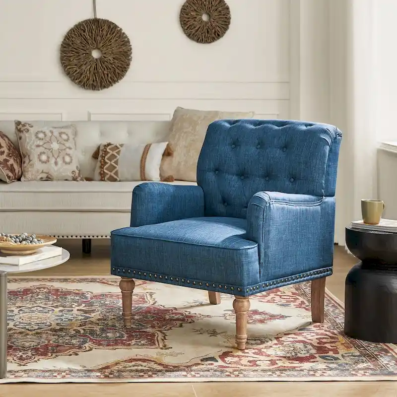 Geltrude Classic Upholstered Accent Arm Chair with Button Tufted Back by HULALA HOME
