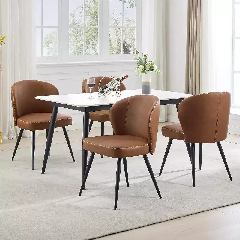 Dining Chairs Set of 2, Modern Kitchen Chairs, Armless Faux Leather Upholstered Accent Side Chair