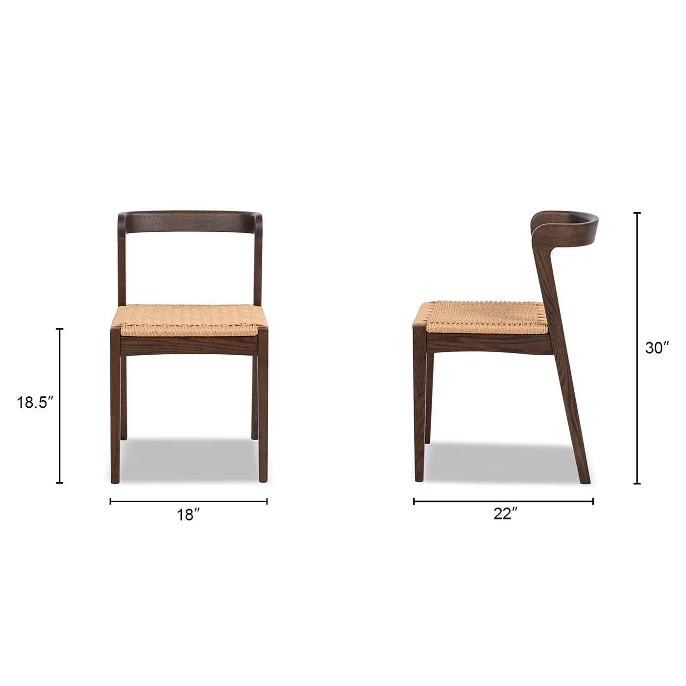 Capri Woven Seat Oak Wood Dining Chair