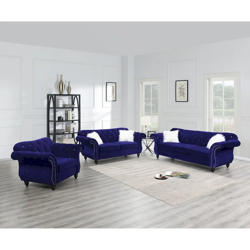 Living Room Sofa with Button Tufted Back