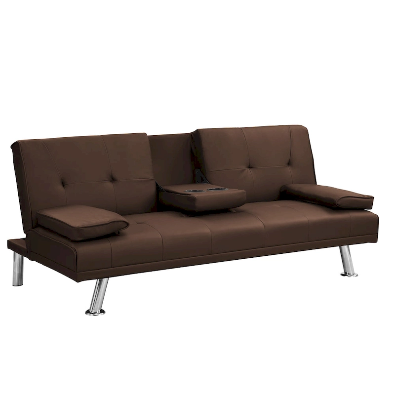66.1 PVC Loveseat Sofa Bed with Wood Frame and Stainless Legs