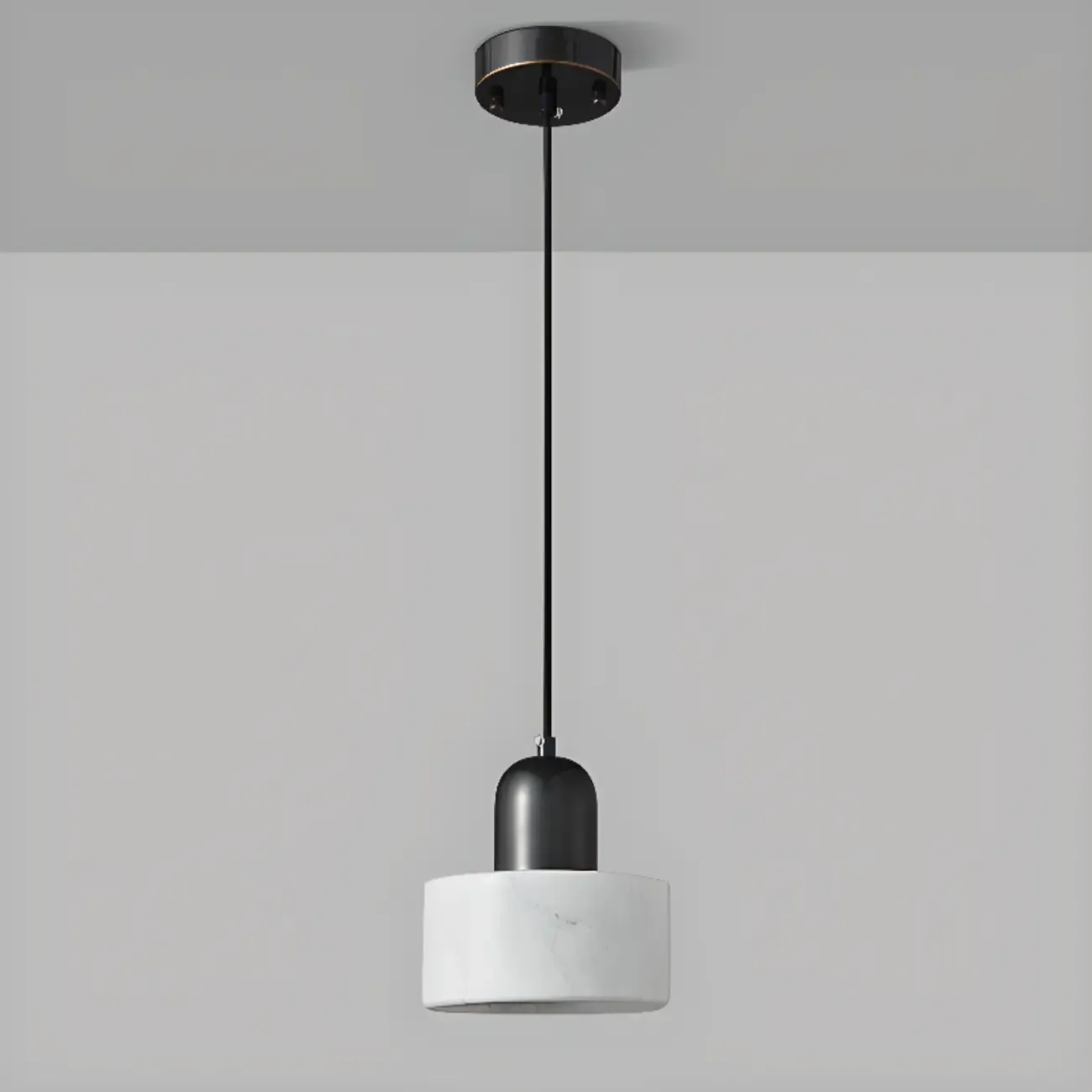 Modern Green Stone Cylinder Black Hanging Pendant Light