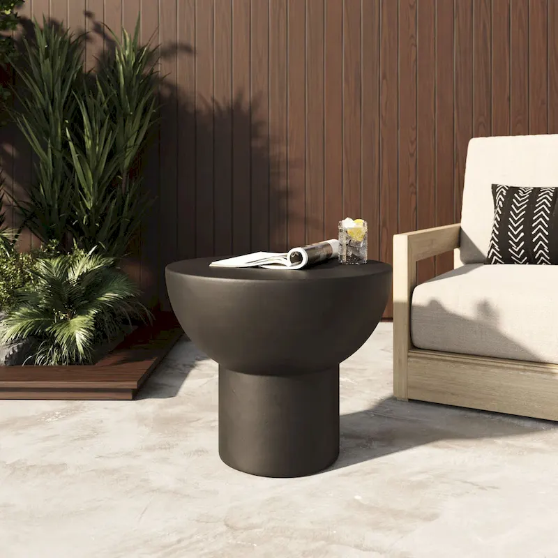 Modern Black Concrete End Table