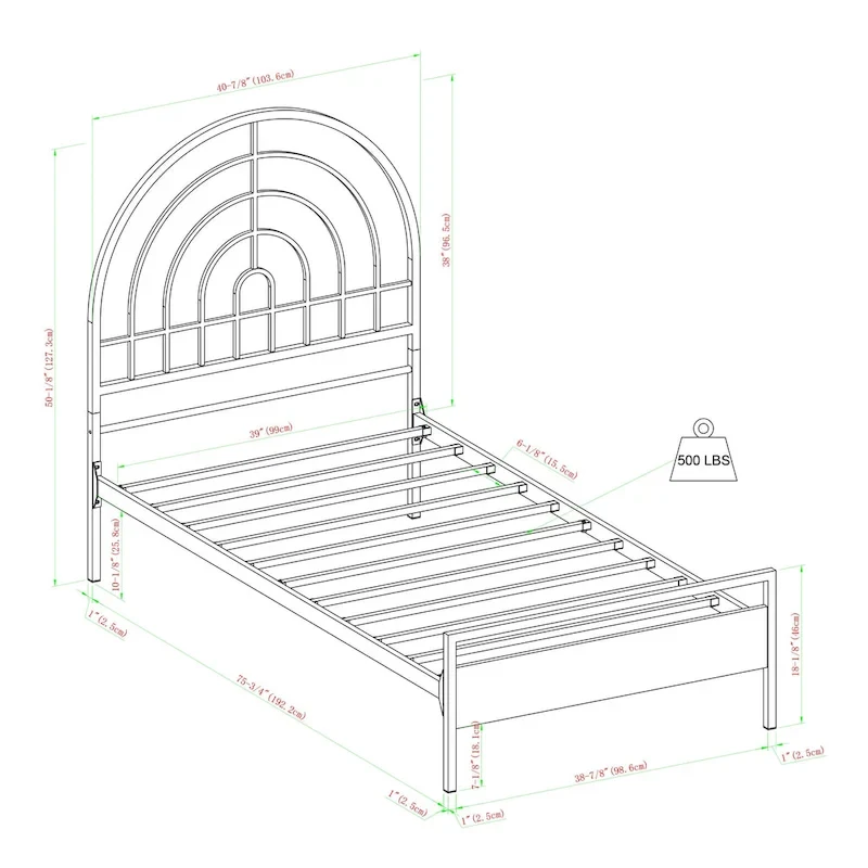 Walker Edison Modern Metal Arch Twin Bed Frame