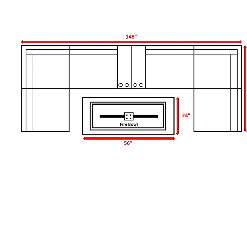 Living Source International Lucca 9-piece Cup Table Fire Pit Sectional