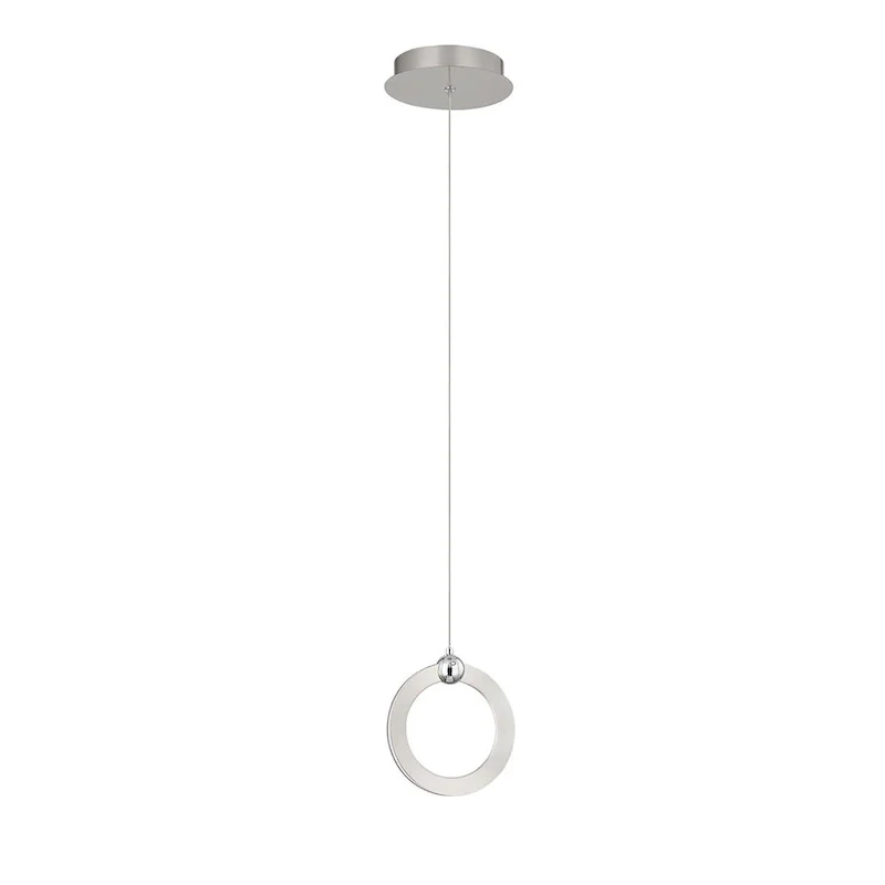 Justice Design Group Hermosa LED 1-Light Mini-Pendant - Brushed Nickel w/ Chrome Accents Finish