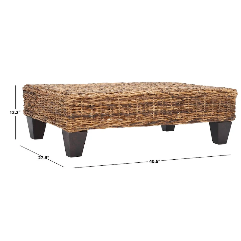 SAFAVIEH Caron Washed Natural Wicker Bench - 41 W x 28 D x 12 H - 41Wx28Dx12H
